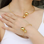 Load image into Gallery viewer, Necklace Bracelet Set for Women | Unique Gold Beads Design | Soria Jewelry
