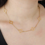 Load image into Gallery viewer, Four Leaf Clover Necklace for Women | Unique Hollow Chain Design | Soria Jewelry
