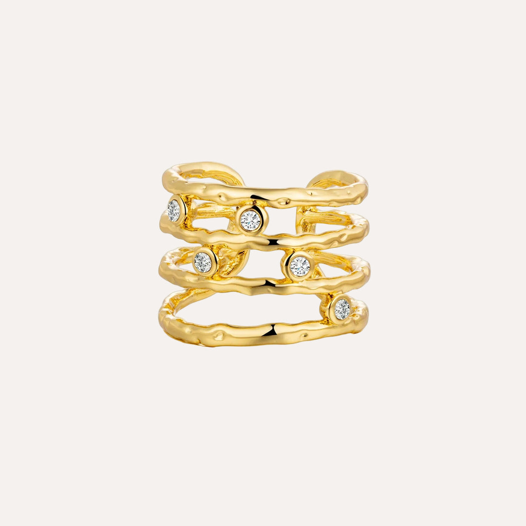 Gold Ring for Women | Unique Gold Multi Band Open Design | Soria Jewelry