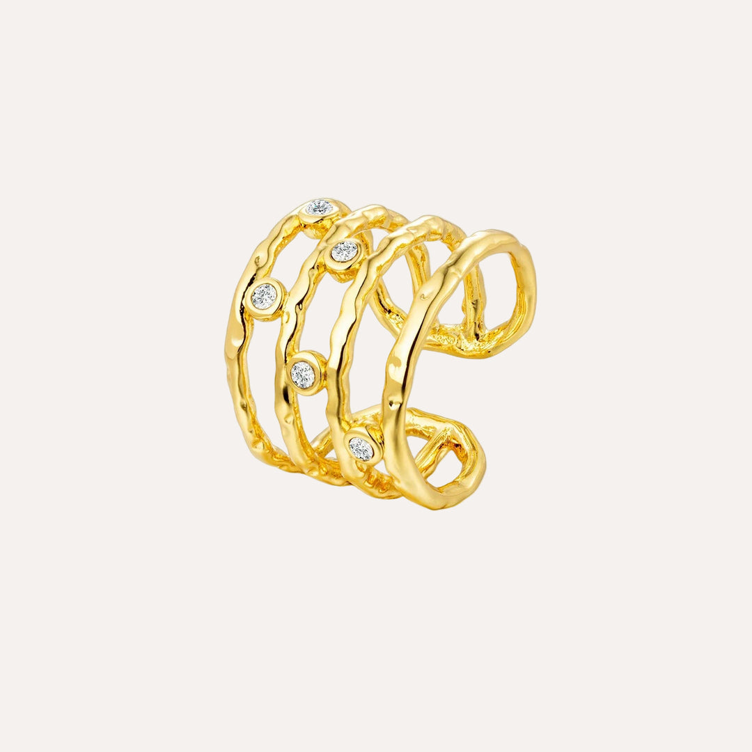 Gold Ring for Women | Unique Gold Multi Band Open Design | Soria Jewelry