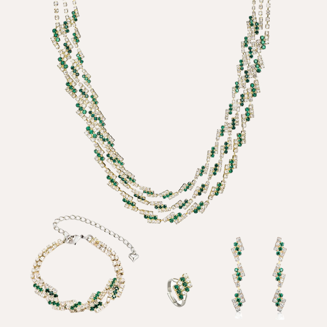 Unique Multilayer Necklace Bracelet Ring Earrings Set for Women | Soria Jewelry