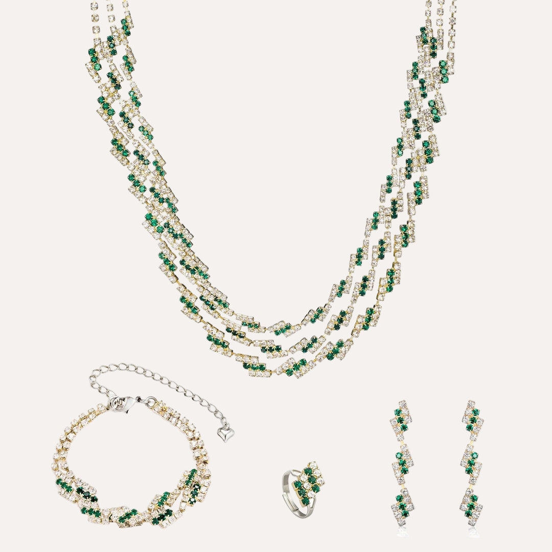 Unique Multilayer Necklace Bracelet Ring Earrings Set for Women | Soria Jewelry