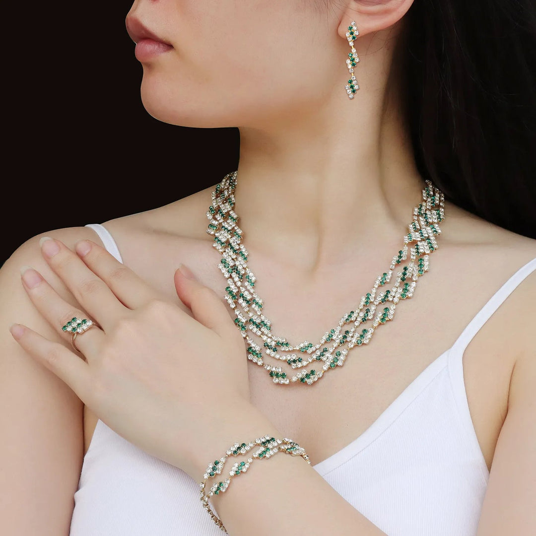 Unique Multilayer Necklace Bracelet Ring Earrings Set for Women | Soria Jewelry