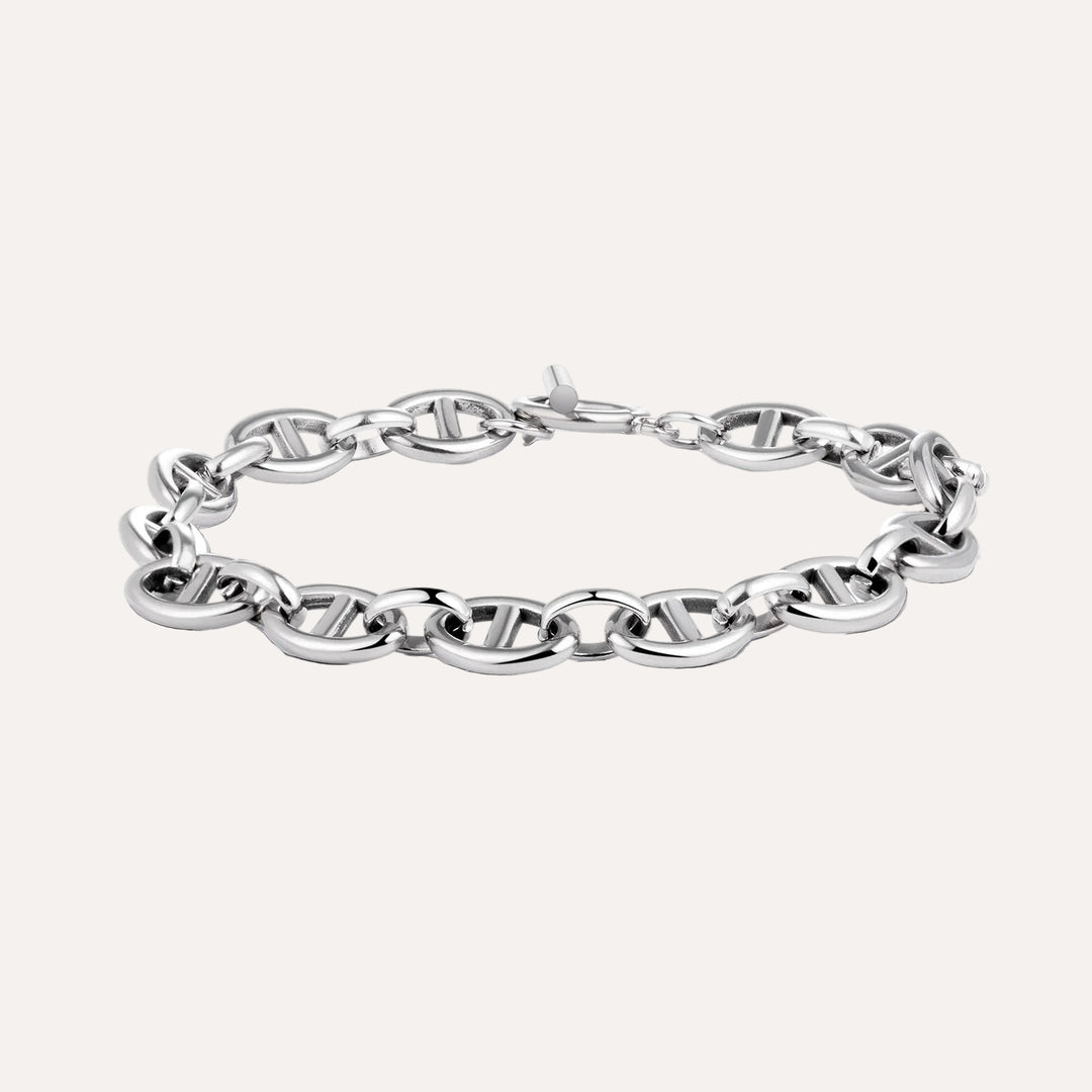 Silver Chain Link Bracelet for Women | Unique Oval Design | Soria Jewelry
