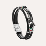 Load image into Gallery viewer, Black Leather Bracelet for Men | Unique Guitar Rock Style Design | Soria Jewelry
