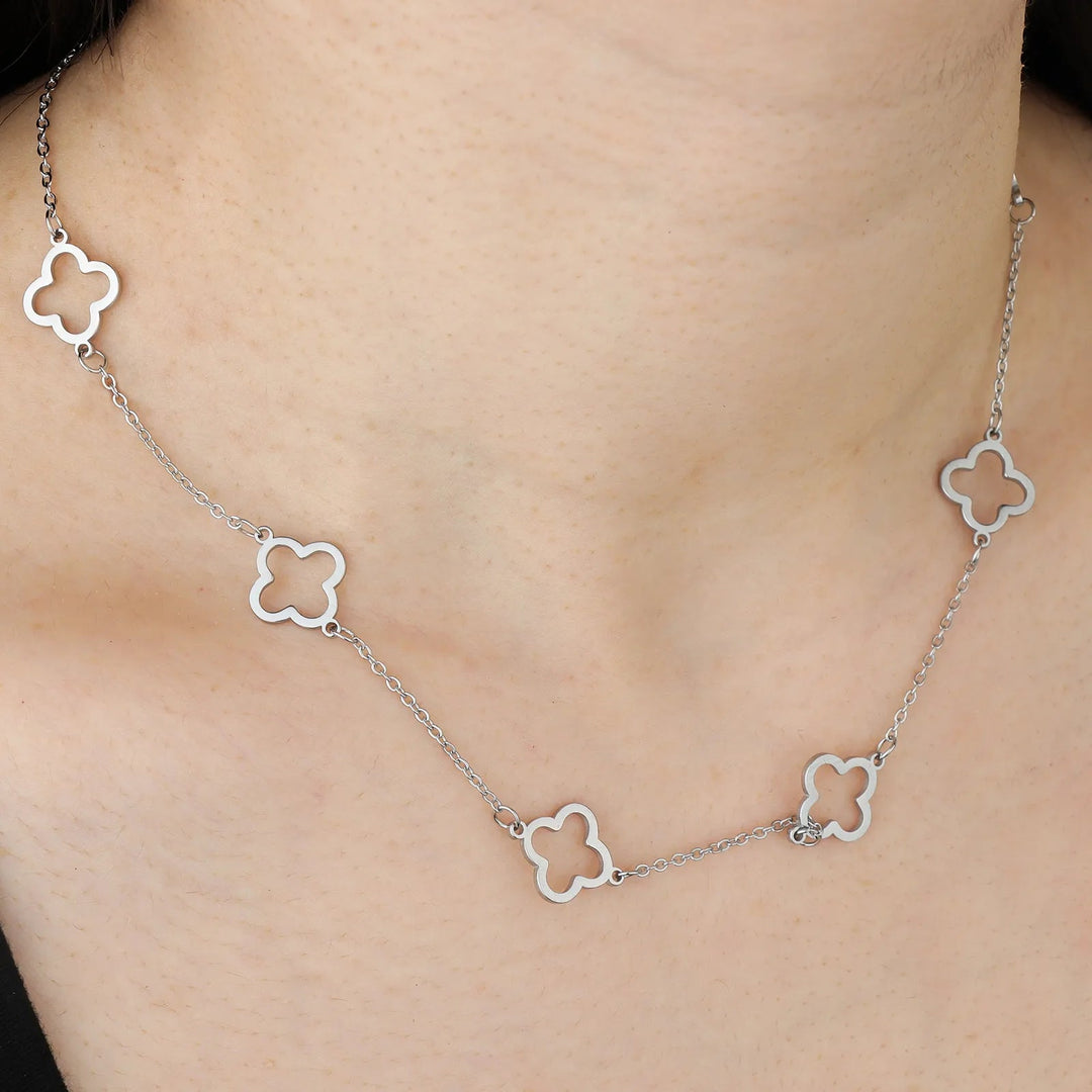 Four Leaf Clover Necklace for Women | Unique Hollow Chain Design | Soria Jewelry