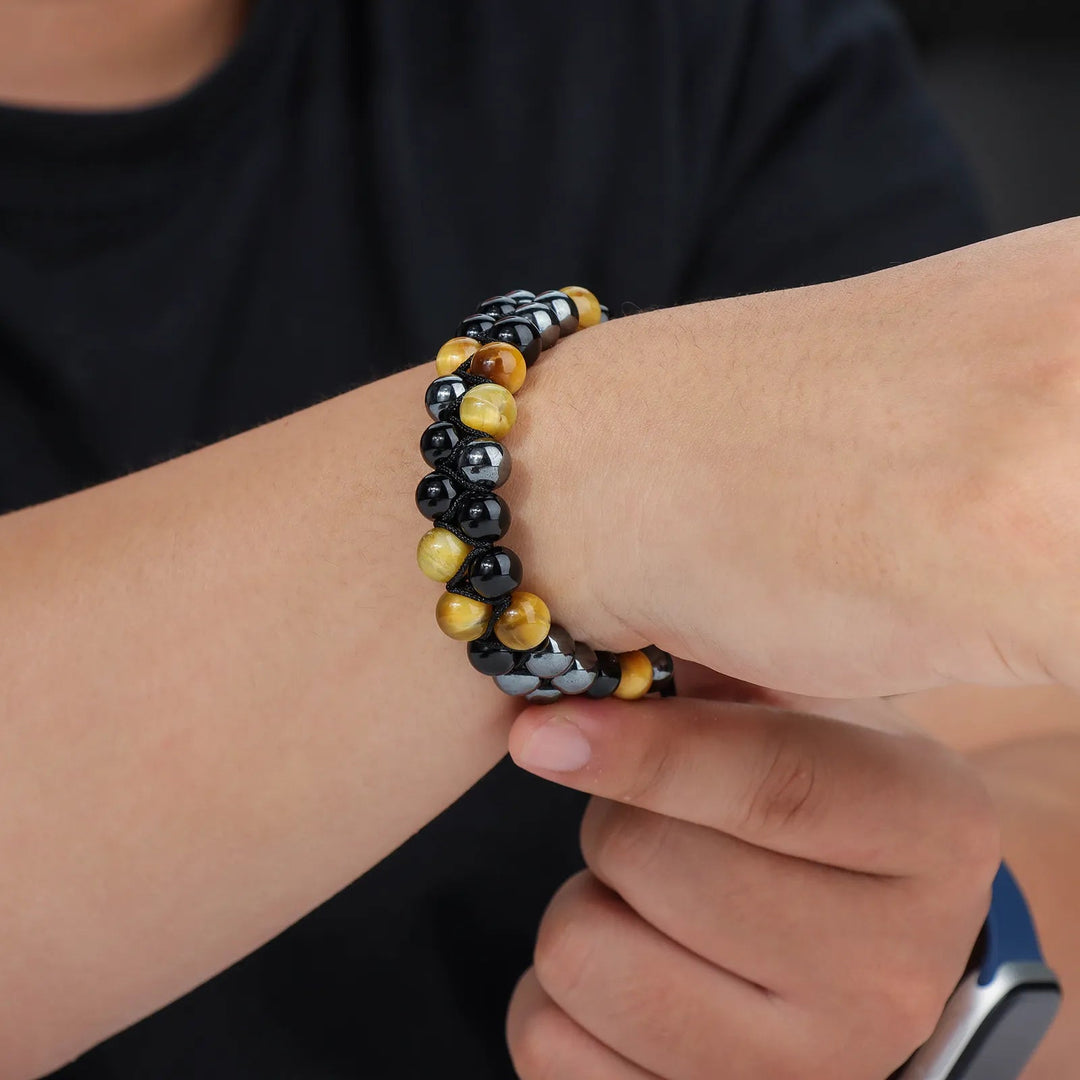 Double Layer Beaded Bracelet | Vintage Men's Jewelry | Soria Jewelry