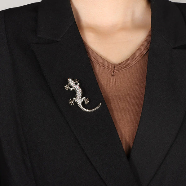 Lizard Brooch for Women | Vintage Animal Crystal Pin | Soria Jewelry