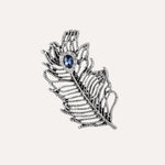 Load image into Gallery viewer, Vintage Feather Brooch with Silver Tone and Blue Crystal for Women | Soria Jewelry
