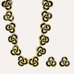 Load image into Gallery viewer, Vintage Necklace Earrings Set for Women | Gold Black Irregular Triangle Design | Soria Jewelry
