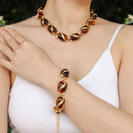 Load image into Gallery viewer, Bead Necklace Bracelet Set with Gold Chain for Women | Soria Jewelry
