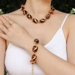 Load image into Gallery viewer, Bead Necklace Bracelet Set with Gold Chain for Women | Soria Jewelry
