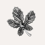Load image into Gallery viewer, Vintage Maple Leaf Brooch with Black Crystal Design for Women | Soria Jewelry
