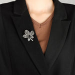 Load image into Gallery viewer, Vintage Maple Leaf Brooch with Black Crystal Design for Women | Soria Jewelry
