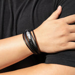 Load image into Gallery viewer, Leather Bracelet for Men | Vintage Multilayer Feather Design | Soria Jewelry
