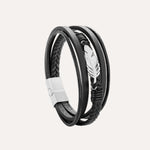 Load image into Gallery viewer, Leather Bracelet for Men | Vintage Multilayer Feather Design | Soria Jewelry
