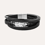 Load image into Gallery viewer, Leather Bracelet for Men | Vintage Multilayer Feather Design | Soria Jewelry
