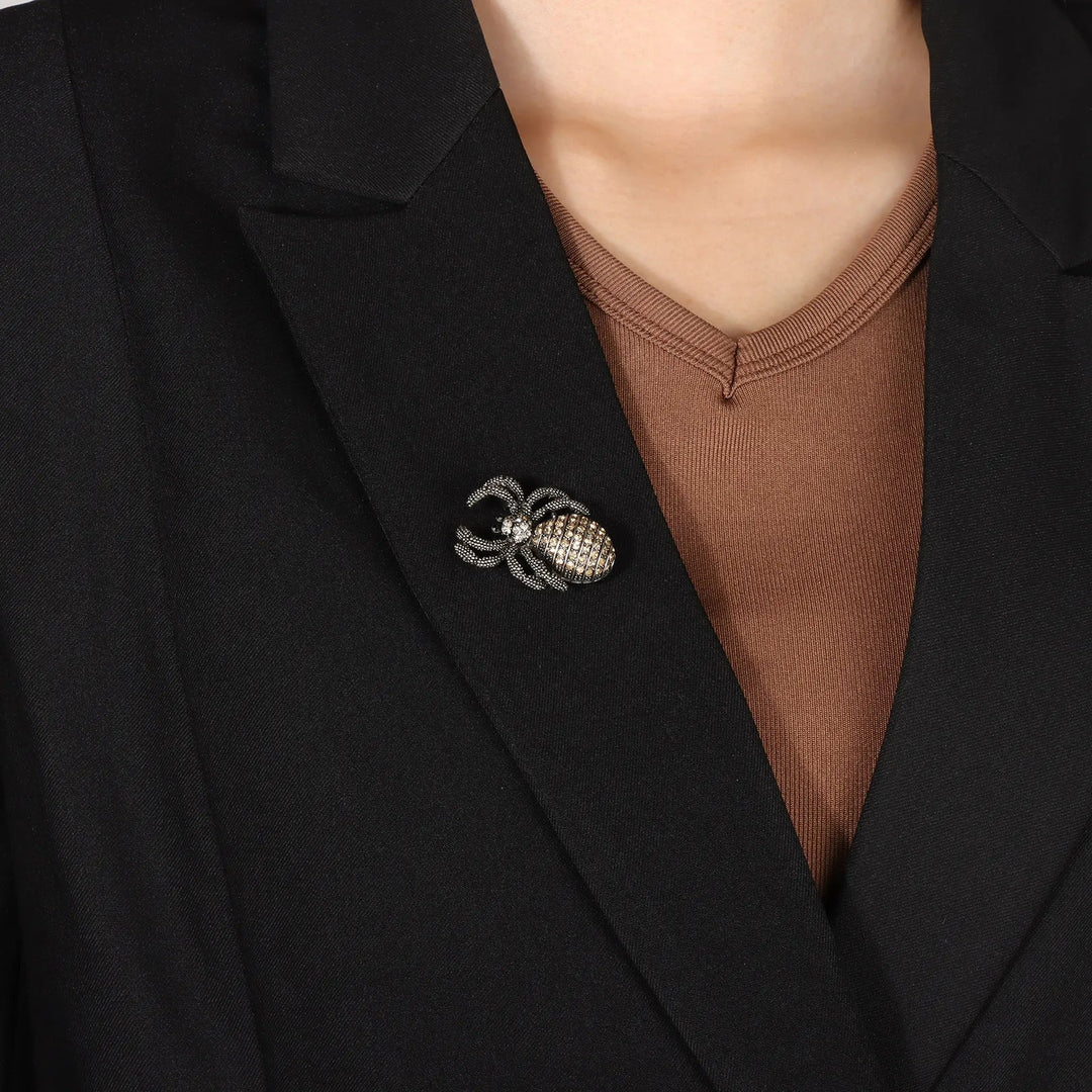 Crystal Spider Brooch for Women | Vintage Punk Style Pin | Soria Jewelry