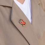 Load image into Gallery viewer, Owl Brooch for Women | Vintage Red Crystal Animal Pin | Soria Jewelry
