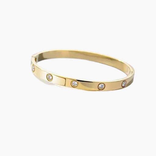Cubic Zirconia Crystal Full Stone Gold Bangle Bracelet